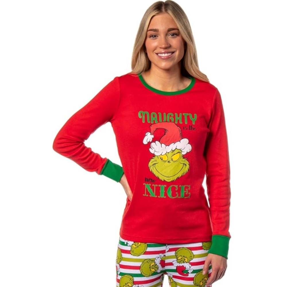 Dr. Seuss 'Naughty is the New Nice' Graphic Pajama Top, Size Medium, Color Red